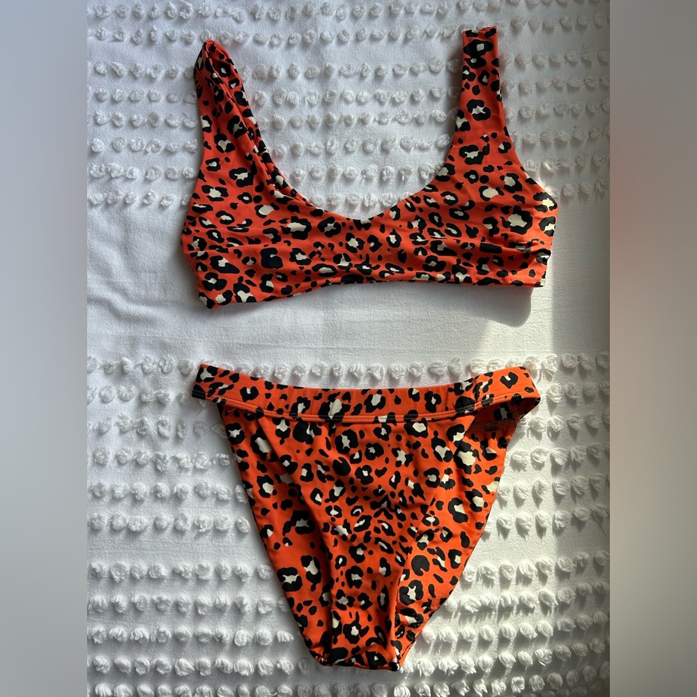 Blackbough orange and black cheetah print bikini